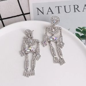 Rhinestone Skeleton Oversized Statement Earrings Halloween Glam